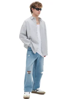 Koszula z długim rękawem w pionowe paski