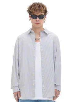 Koszula z długim rękawem w pionowe paski