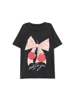 Koszulka oversize z motywem wiśni