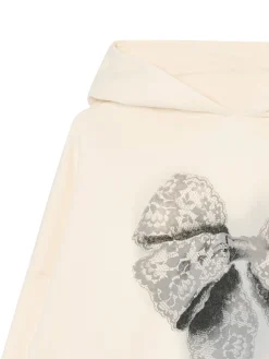 Kremowa bluza z kapturem i nadrukiem