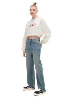 Kremowa bluzka z nadrukiem i regulacją