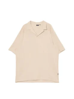 Kremowa gładka koszulka polo