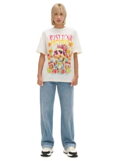 Kremowa koszulka z kolorowym nadrukiem UNISEX