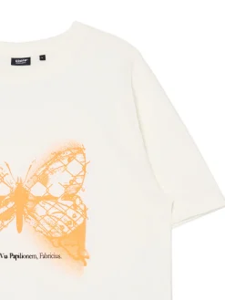 Kremowa koszulka z motylem