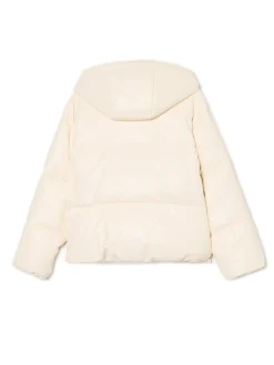 Kremowa kurtka puffer z kapturem