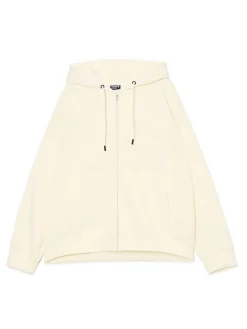 Kremowa rozpinana bluza z kapturem