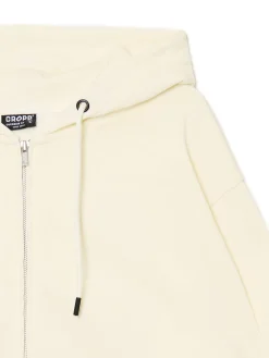 Kremowa rozpinana bluza z kapturem