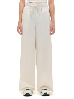 Kremowe spodnie baggy z wysokim stanem