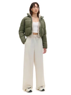 Kremowe spodnie baggy z wysokim stanem