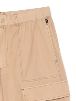 Kremowe spodnie cargo o luźnym kroju