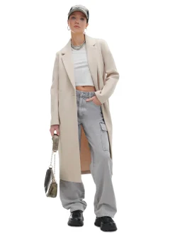 Kremowy długi płaszcz