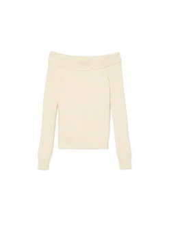 Kremowy sweter typu carmen