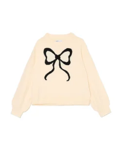 Kremowy sweter ze wstążką