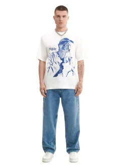 Kremowy t-shirt Tupac