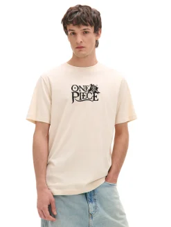 Kremowy T-shirt z nadrukiem One Piece