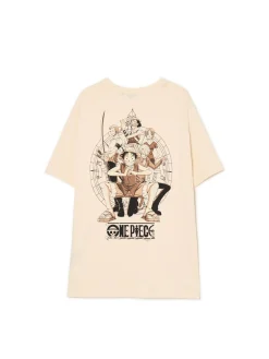 Kremowy T-shirt z nadrukiem One Piece