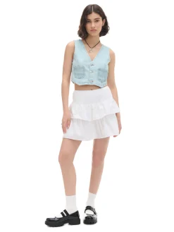 Krótka jeansowa kamizelka