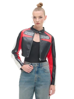 Krótka kurtka w stylu racing