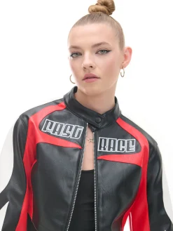 Krótka kurtka w stylu racing