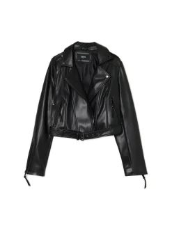 Kurtka biker z imitacji skóry