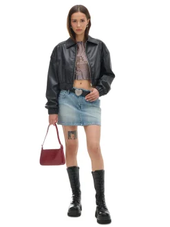 Kurtka bomber z imitacji skóry