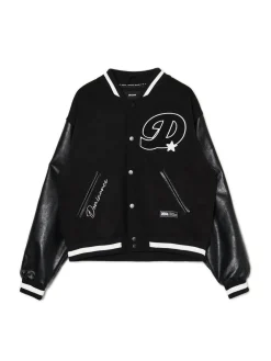 Kurtka bomberka ze skórzanymi rękawami