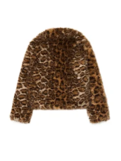 Kurtka z imitacji futra w panterkę