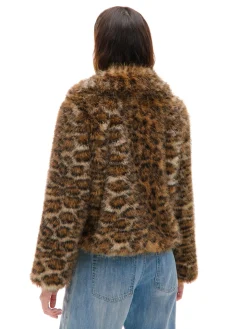 Kurtka z imitacji futra w panterkę