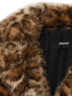 Kurtka z imitacji futra w panterkę