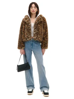 Kurtka z imitacji futra w panterkę