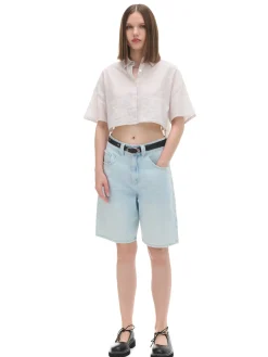 Luźna kremowa koszula crop