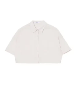 Luźna kremowa koszula crop