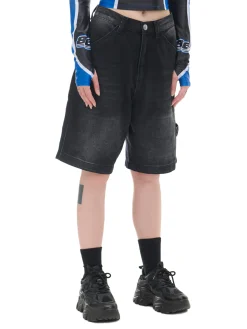 Luźne denimowe bermudy