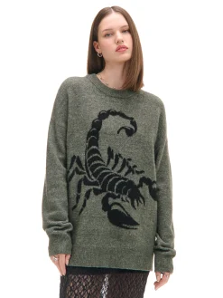 Melanżowy sweter ze skorpionem
