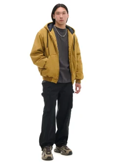 Miodowa kurtka bomber z kapturem