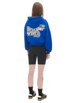 Niebieska bluza crop z kapturem Baltic Games