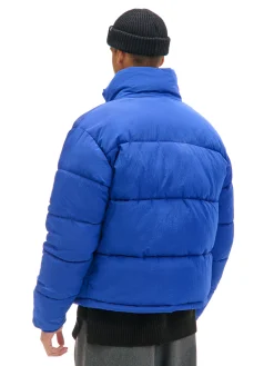 Niebieska kurtka puffer ze stójką