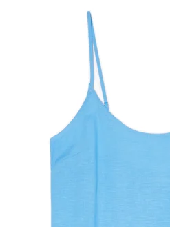 Niebieska sukienka midi z wiskozy i lnu