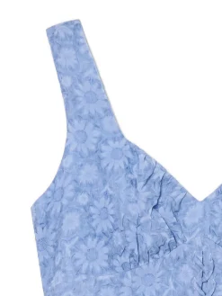 Niebieska sukienka mini w kwiaty