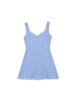 Niebieska sukienka mini w kwiaty