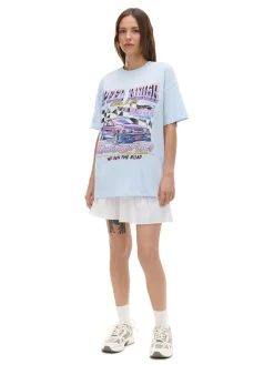 Niebieski T-shirt z nadrukiem