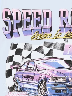 Niebieski T-shirt z nadrukiem