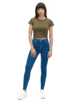 Niebieskie jeansy skinny push up