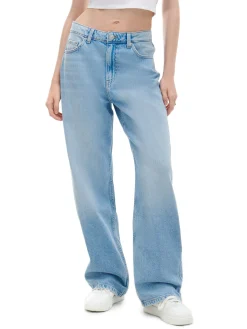Niebieskie jeansy wide leg