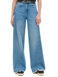 Niebieskie jeansy wide leg