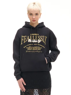 Ocieplana czarna bluza z kapturem