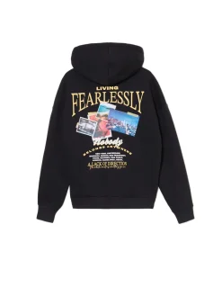 Ocieplana czarna bluza z kapturem