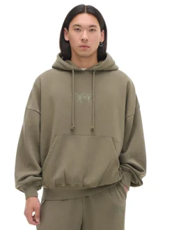 Oliwkowa bluza hoodie z naszywką UNISEX