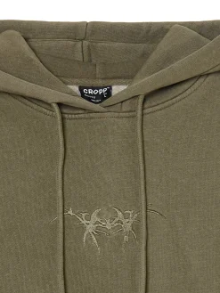 Oliwkowa bluza hoodie z naszywką UNISEX