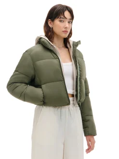 Oliwkowa kurtka puffer